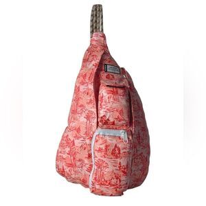KAVU Mini Rope Pack Sling Crossbody Polyester Bag Red Patterned Backpack